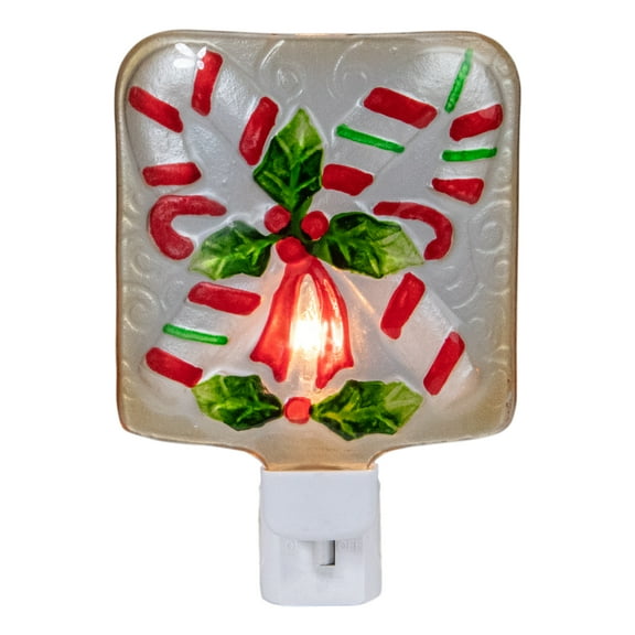 Northlight Candy Canes and Holly Glass Christmas Night Light - 4"