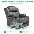 thumbnail image 2 of MEETWARM Massage Swivel Rocker Recliner with Heat and Vibration, Manual Glider Rocking Recliner Chair, 360°Swivel Lounge Reclining Chair with USB Ports/Cup Holder/Remote Control(Plush-Gray), 2 of 7