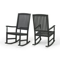Penny Outdoor Acacia Wood Rocking Chairs (Set of 2), Dark Gray
