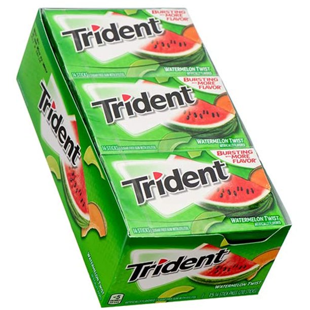 Trident Gum Watermelon 14 Sticks Wholesale, (15 Pack)