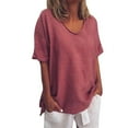 thumbnail image 1 of Birdeem T-Shirt Décontracté de Mode pour Femmes à Manches Courtes, Chandail à Col en V, Hauts, Blouse, 1 of 6