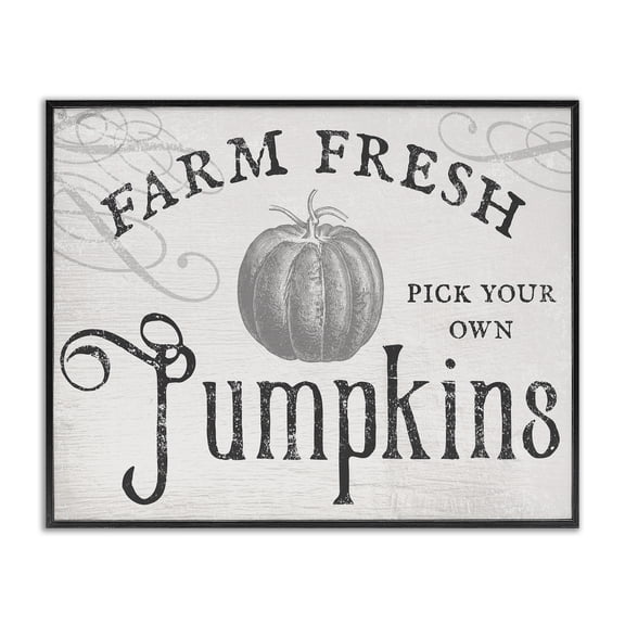 Stupell Industries Rustic Lodge Rustic Farm Fresh Pumpkins Sign Black Framed Giclee Art, 14 x 11, by Lil' Rue