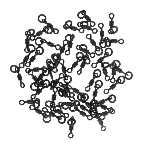 50 unidades de esmerillones giratorios negros mate para pesca con anilla sólida para montajes de carpa. 18mm