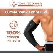 Tommie Copper Sport Spandex Compression Arm Sleeve, Black, Adult Large/Extra-Large, Copper and Zinc Infused, 1 per Pack
