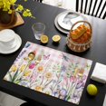 thumbnail image 3 of Wildflowers Placemats Set of 6, Spring Watercolor Tulip Floral Leaf Pink Plaid Placemats for Dining Table, Place Mats for Kitchen Tabletop, Waterproof Wipeable Dining Table Mats Set, 3 of 9