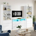 thumbnail image 6 of White Storage Cabinet Bookshelf with 3 Drawers, Tall Kitchen Pantry Bookcase with Storage Shelves for Home Office Living Room Study, 6 of 8