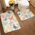 thumbnail image 2 of Yiaed Butterfly Print Bathroom Mat Set 2 Pieces Mat Anti-Skid Pad Ultra Soft and Absorbent Bathroom Bath Mat Contour Bath Rugs for Toilet Base, 2 of 6