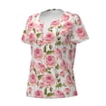 thumbnail image 2 of Goofa Rose Flowers Pattern Womens Deep V Neck Low Cut Tops Casual Summer Short Sleeve Ribbed Knit T-Shirts-XX-Large, 2 of 5