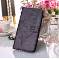 thumbnail image 5 of Funda con tapa TUNC para iPhone 11 Pro con tarjetero de piel sintética con relieve de mariposa - Púrpura oscuro, 5 of 5