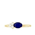 thumbnail image 4 of Rosec Jewels 3/4 CT Oval Cut Blue Sapphire Promise Ring with Diamond Trio, 18K Yellow Gold, US 10.00, 4 of 9