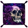 thumbnail image 2 of Women Girls Leather Square Dish Trinket Plate Jewelry Tray, Purple Flower Skull Head Flag Mothers Day Birthday Gift, 20.5x20.5cm, 2 of 6