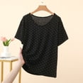 thumbnail image 4 of Ohufall Womens Pajama Tops Lightweight Breathable Modal Sleepwear Solid Color Crewneck Short Sleeve Shirts, 4 of 4