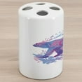 thumbnail image 1 of Bear Ceramic Toothbrush Holder, Abstract Silhouette with Swirls Color Splashes Fantasy Display, Decorative Versatile Countertop for Bathroom, 4.5" X 2.7", Pale Pink Blue Purple, 1 of 4