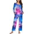 thumbnail image 4 of Tnhcen Women's Soft Christmas Print Pajamas 2 Piece V-Neck Long Sleeve Pants Set Festive Loungewear Cozy Home Clothes Nightwear S-3XL, 4 of 6