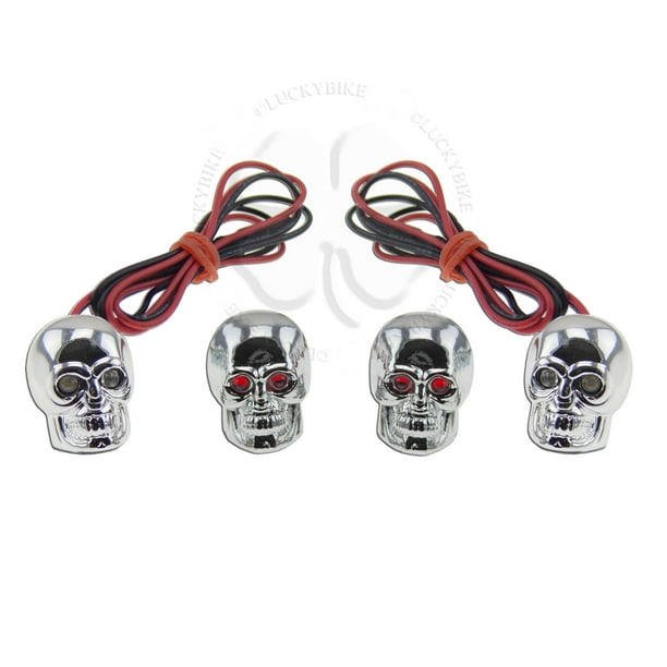 Skull Led License Plate Bolts Valve Cap Red Motorcycle Car Tag Lid Cover Walmart Com Walmart Com
