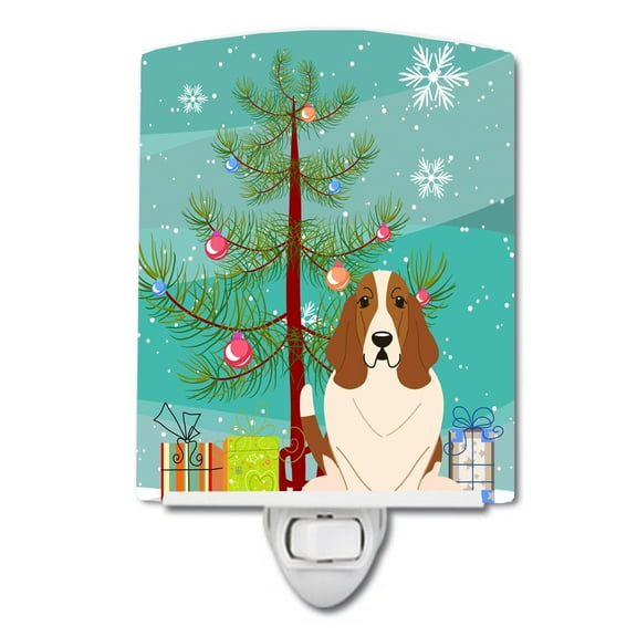 Merry Christmas Tree Basset Hound Ceramic Night Light
