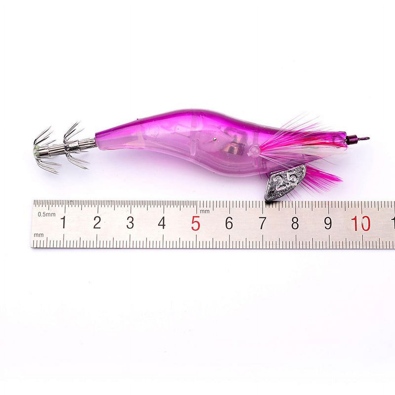3Pc Rose Red Flashing LED Fishing Lure Flash Light 10cm Luminous Squid Jig  Shrimp Bait Night Fishing Lure