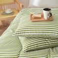 thumbnail image 7 of Striped Comforter Set Twin XL Size - Green White Stripes Pattern Bed Set for All Season, 3 Pieces Lightweight Bedding Comforter Sets for All Seasons (1 Soft Fluffy Comforter + 2 Pillowcases), 7 of 7