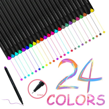24 Colored Pens, ABLEGRID 0.4mm Fineliner Writing Drawing Pen Fine Point Maker for Bullet Journal Sketch Book Notebook - Best Back to School and Office Gift [24 (Best Pens For Drawing On Rocks)