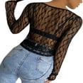thumbnail image 3 of MesaSe Haut Court à Manches Longues pour Femmes Cardigan en Maille Transparente T-Shirts Blouse, 3 of 6