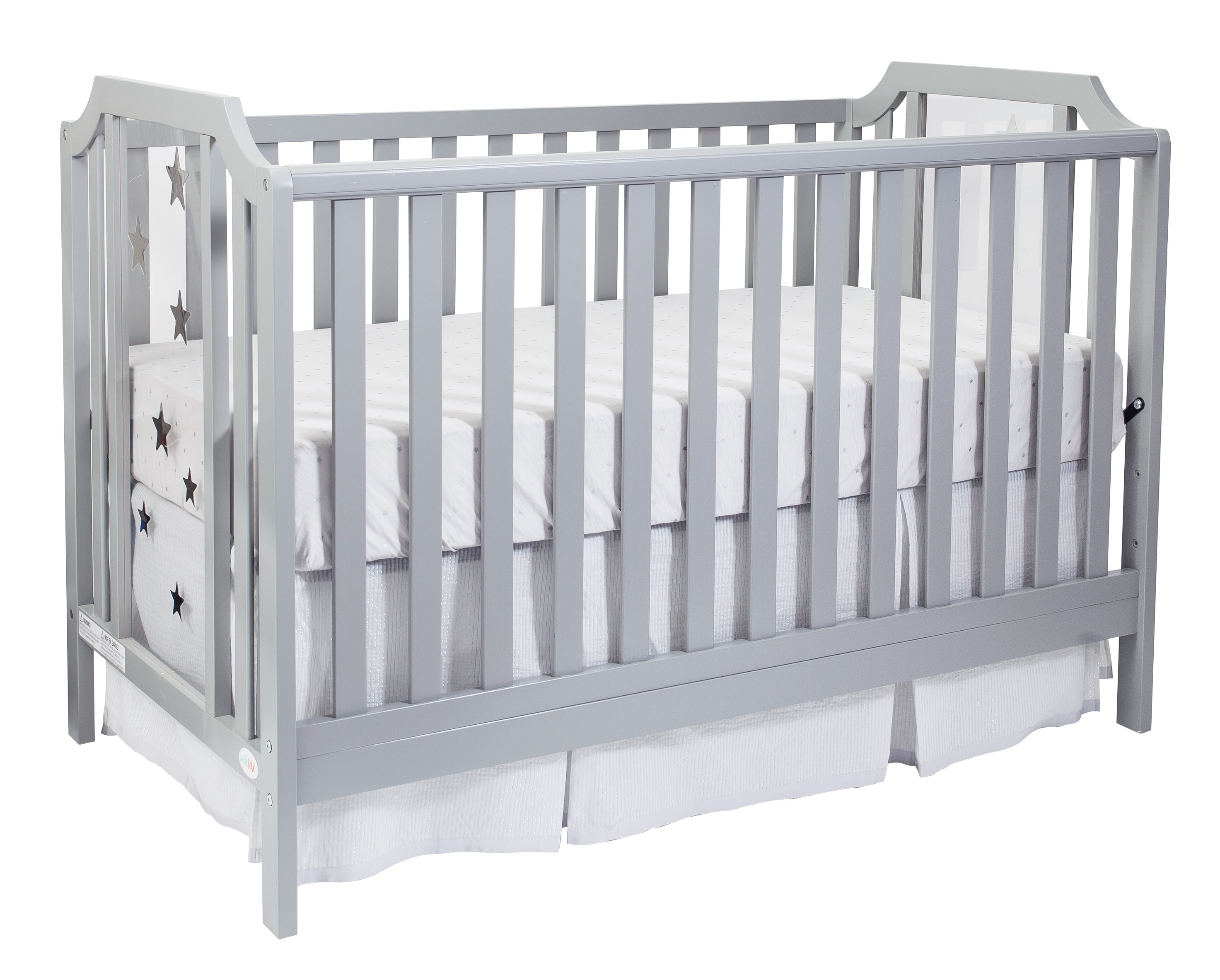 Light Gray Suite Bebe Celeste 3-in-1 Convertible Island Crib and Toddler Guard Rail Bundle 