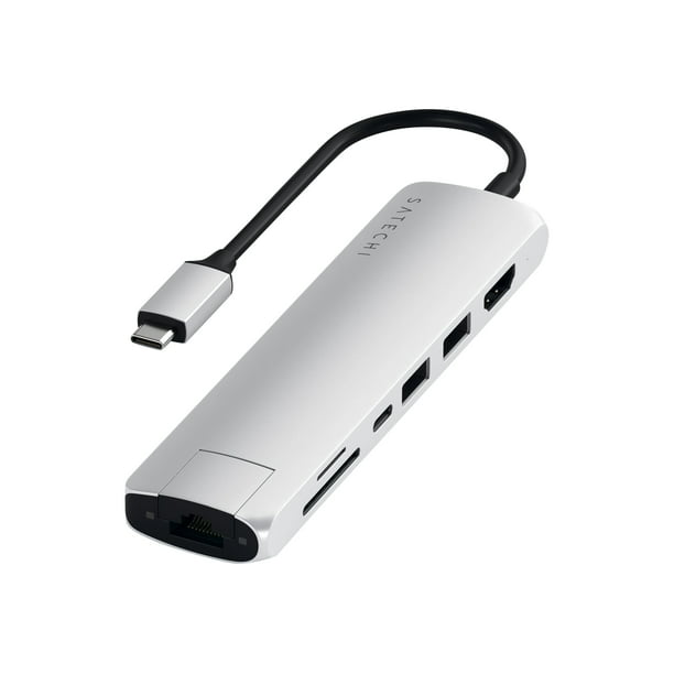 kloof Relatief Buitenland Satechi USB-C Slim Multi-Port with Ethernet Adapter - Docking station - USB- C - HDMI - GigE - Walmart.com