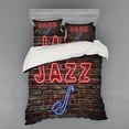 thumbnail image 2 of Ambesonne Music Bedding Set 3 Pcs, All Jazz Sign Brick Wall, Twin, Red Blue, 2 of 3