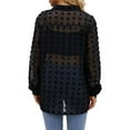 thumbnail image 4 of NeedBo Women's Long Sleeve V Neck Button Down Mesh Shirt See Through Sheer Blouse Tops, Black XL, 4 of 5