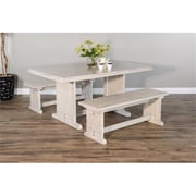 Sunny Designs Bayside 48 Farmhouse Mahogany Wood Side Bench in Marble White