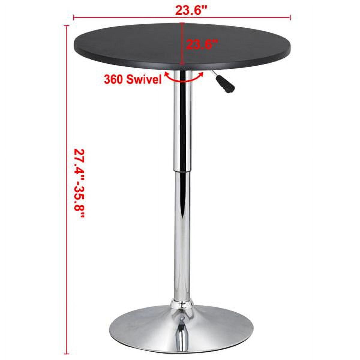 Alden Design Adjustable Chrome Base Round Swivel Bar Table for Bistro Café, Black