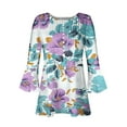 thumbnail image 4 of Njagoc3 Womens V - Neck Flowy Tunic, 3/4 Flared Sleeve Floral Gradient Top for Summer&Fall, 4 of 6