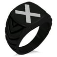 thumbnail image 1 of Stainless Steel Niwa Samurai Crest Chevron Pattern Biker Style Polished Ring, 1 of 1