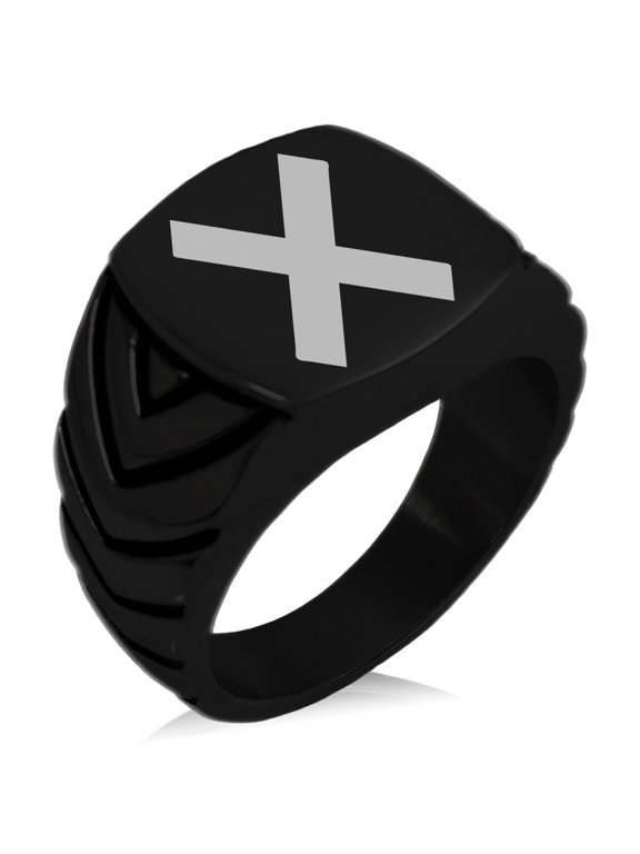 Stainless Steel Niwa Samurai Crest Chevron Pattern Biker Style Polished Ring
