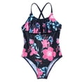 thumbnail image 3 of YEAHDOR Girls Ruffled Neck One Piece Swimsuit Floral Print Bodysuit Swimwear for Water Park Pool Swimming, 3 of 8