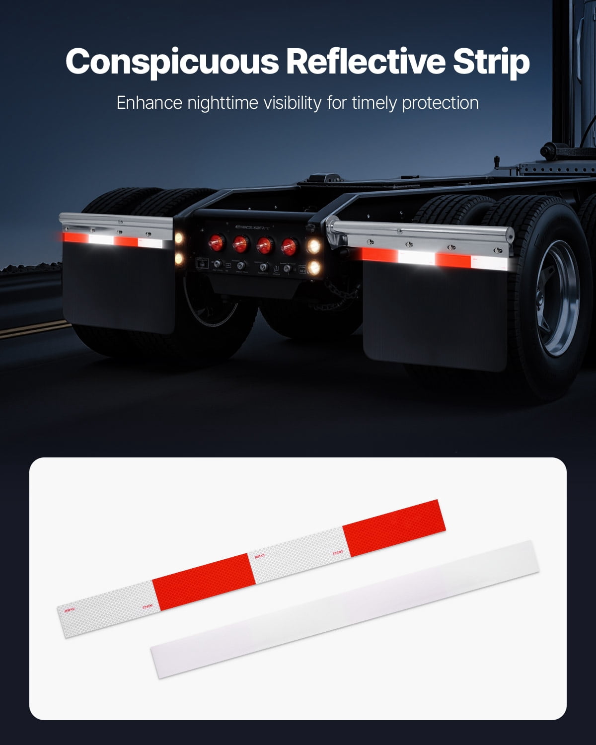 VEVOR Chrome Straight Spring Loaded Mud Flap Hangers, 1-1/8" Bolt Spacing Mudflap Hangers for Semi Trucks, 1 Pair Heavy Duty Semi Truck Mud Flap Hanger Set with Reflective Strips, Silver