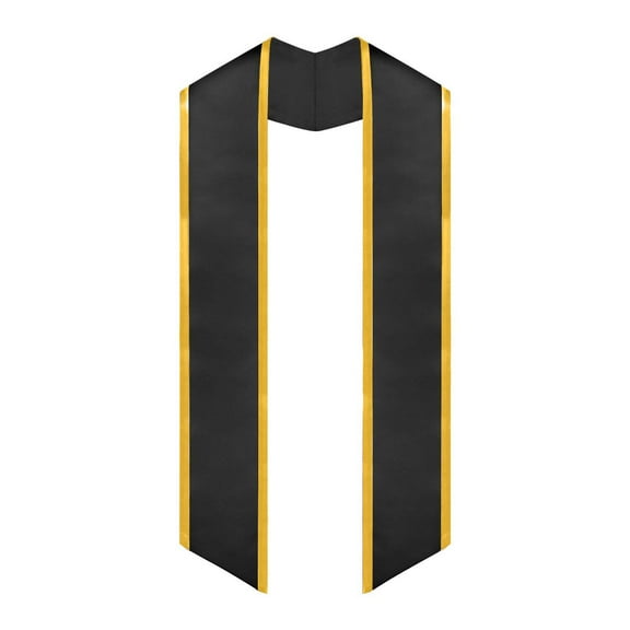 Endea Graduation Black/Gold Plain Graduation Stole with Trim Color  Angled End