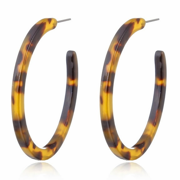 UNTERING Gorgeous Marbled C-shaped Earrings Vintage Leopard Round Hoop Earrings Jewelry Anniversary for Boyfriend Girlfriend