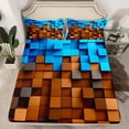 thumbnail image 2 of Homewish Futuristic Cubes 3pcs Twin Sheet Sets For Children Teens Adults,Geometric Plaid Grid Twin Fitted Sheet,Abstract Vintage Aesthetic Breathable Flat Sheet,Ultra Soft Home Decor, 2 of 7