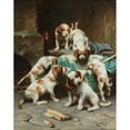 thumbnail image 3 of Carl Reichert 20x24 Black Modern Framed Museum Art Print Titled - Beagle Puppies Feasting (1889), 3 of 5