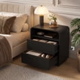 thumbnail image 2 of Hiaso 2 Drawers Nightstand with Charging Station, Small Sofa Table with Storage Open Shelf, Wooden Storage Cabinet for Living Room, Black Finish, 2 of 7