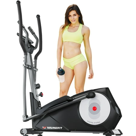 Elliptical Machine with 22 Resistance Levels, Exercise Elliptical Cross Trainer Hyper-Quiet Magnetic, LCD Display Elliptical Bike for Home Gym, Black