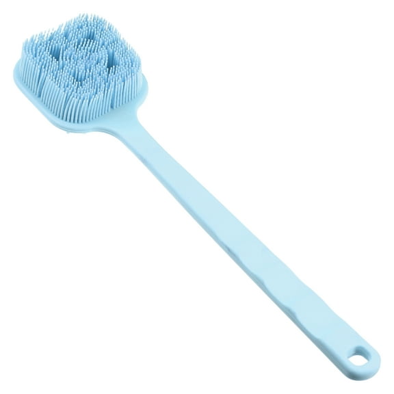 Unique Bargains 1 Pc Double Side Long Handle Bath Brush Back Scrubber for Bath 14.37" Length Blue