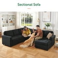 thumbnail image 4 of HONBAY 111.5" Oversize U-Shaped Sectional Sofa Bed with Storage Chaise, Velvet Tufted Pull Out Sleeper for Living Room, Black, 4 of 11