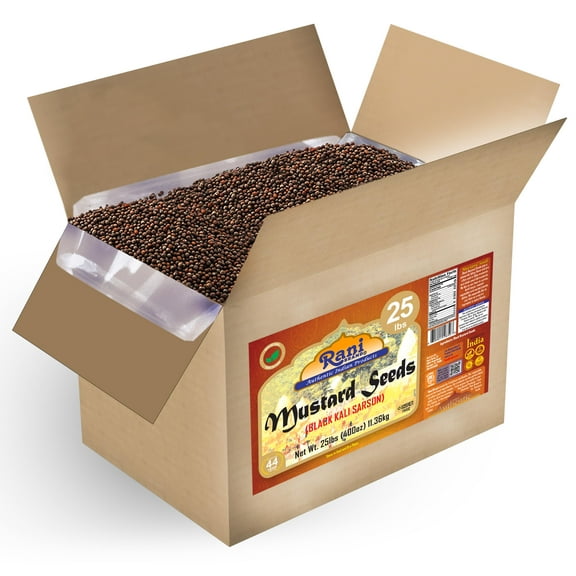 Rani Black Mustard Seeds Whole Spice (Kali Rai) 400oz (25lbs) 11.36kg Bulk Box ~ All Natural | Gluten Friendly | NON-GMO | Vegan | Kosher | Indian Origin