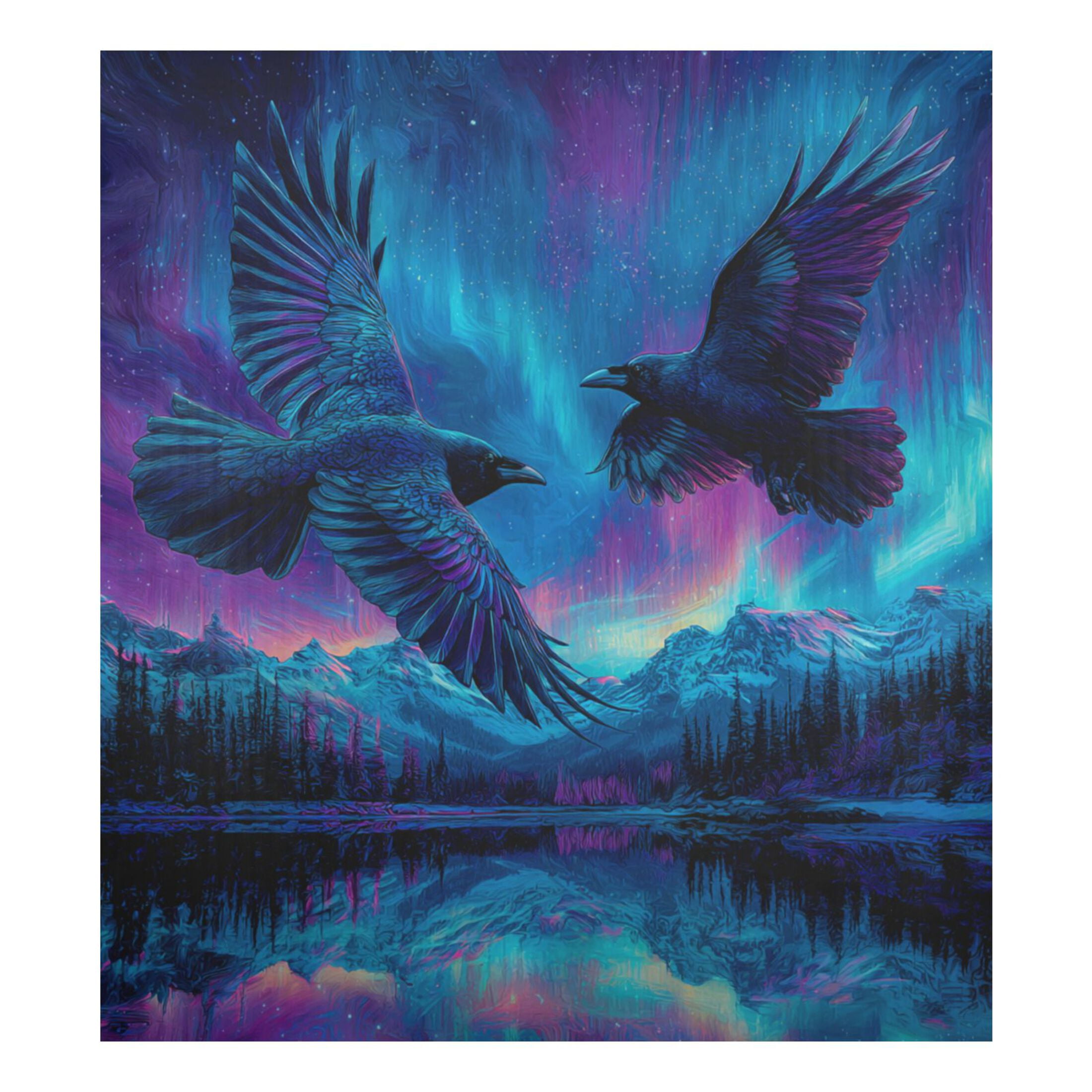 Dishwasher Magnetic Refrigerator Magnet Cover Sticker Home Decorative 23"x26" Two Black Majestic Ravens