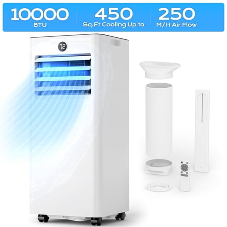 Condition photo showing New/Like New for nepsam 10000 btu ashare portable air conditioner 4-in-1 ac unit with fan cool and dehumidifier sleep mode remote control for rooms up to 450 sq ft new