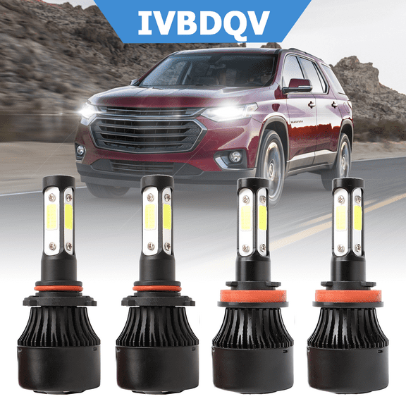 For Chevy Traverse 2009-2012 LED Headlight Bulbs 9005 High Beam   H11 Low Beam Kits 4Pcs 6000K Bright White