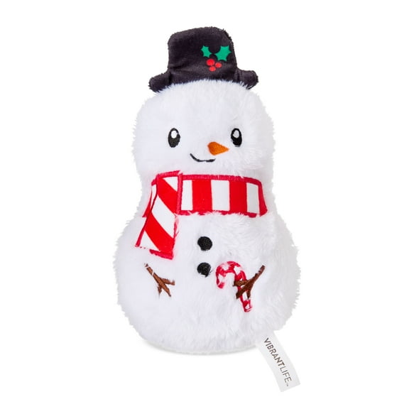 Vibrant Life Plush Dog Toy with Squeaker, Snowman