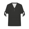 thumbnail image 4 of Sweet Home Farm V Neck T Shirts for Women Spring/Summer Tie Button Side Sleeve Fork Loose Casual Short Shirt Short Sleeve Shirts for Women Dark Gray, 4 of 5