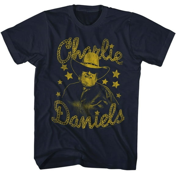 Charlie Daniels Band And Stars Navy Adult T-Shirt Lt